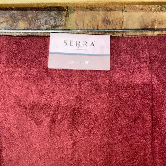 New NWT Serra Maroon Red Faux Suede Pull-On Mini Skirt Women's Size large - Picture 6 of 7